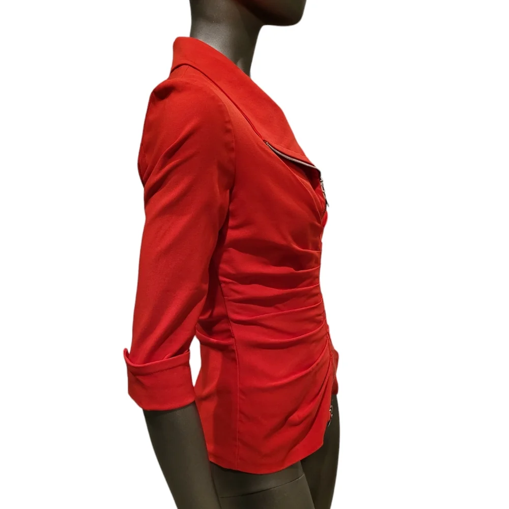 87. Joseph Ribkoff Red Zip Up Jacket - Size 6 - Picture 3 of 6